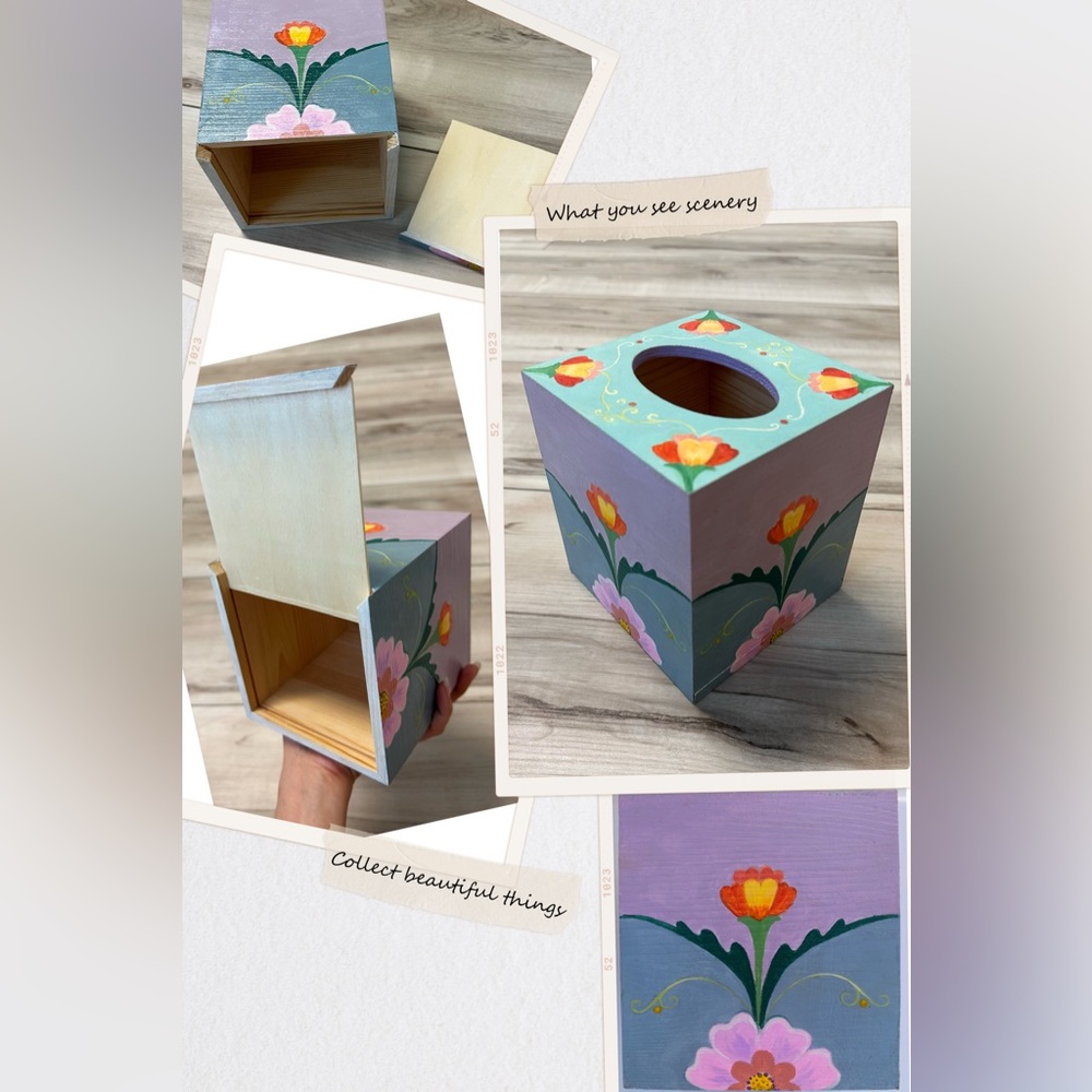 New Painted Wooden Tissue Box made by Me
